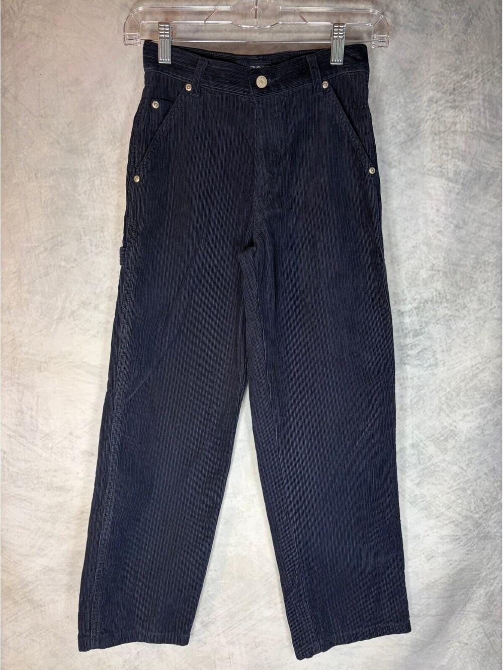 Cherokee Girls Size 10 Navy Corduroy Carpenter Pants Y2K Utility 100% Cotton
